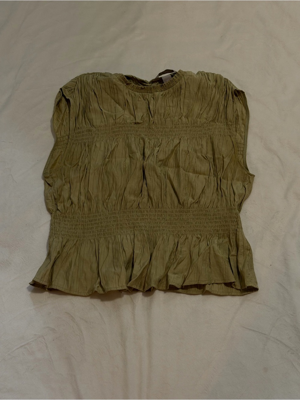 H&M Olive Green Smocked Peplum Tank Top